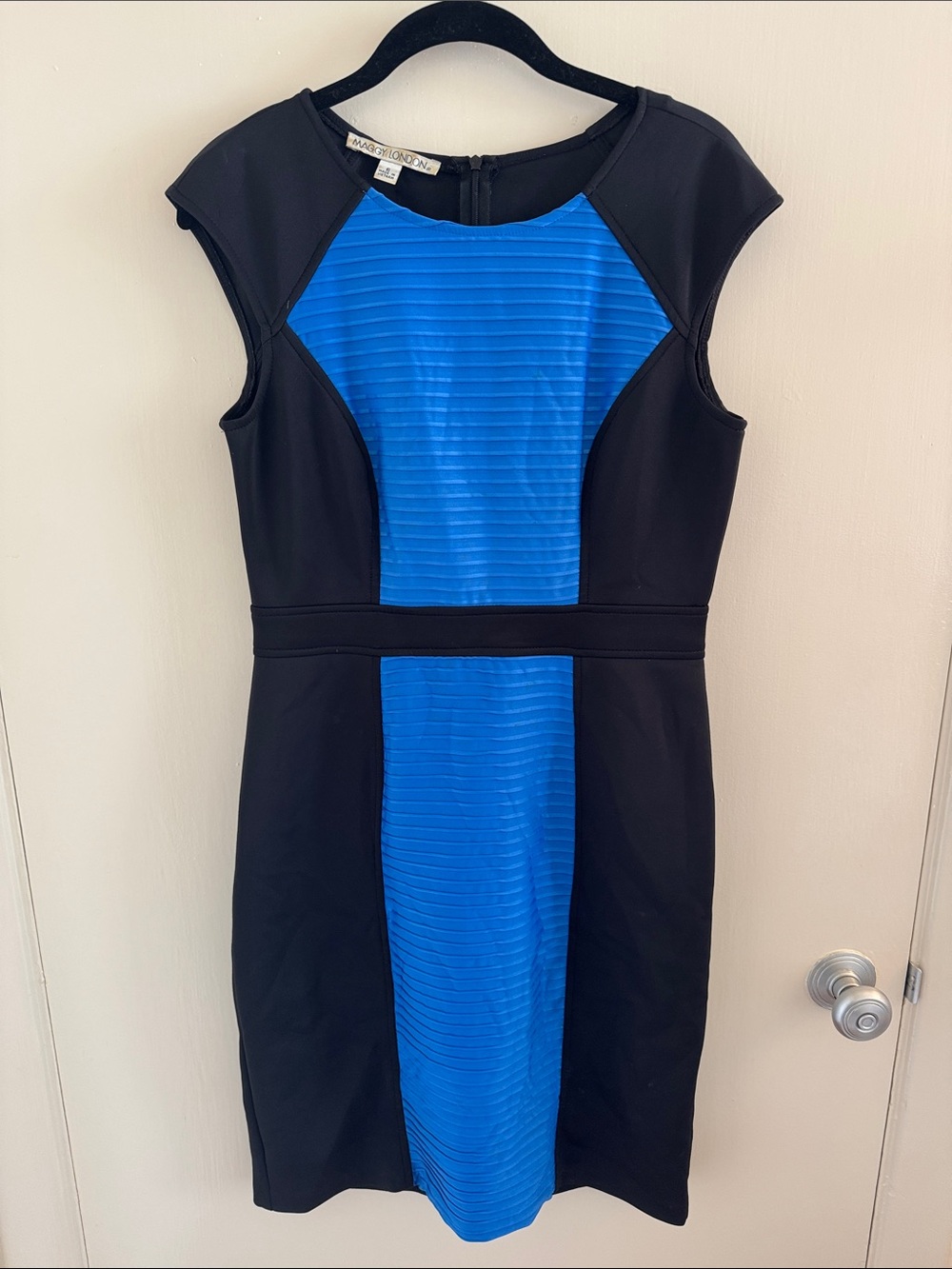 Maggy London Black & Bright Blue Panel Sheath Dress